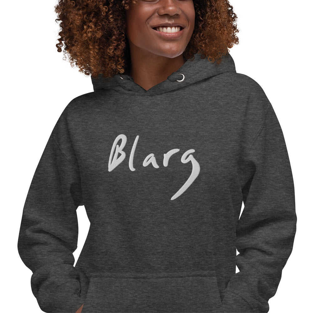 Blarg Minimal White Unisex Hoodie