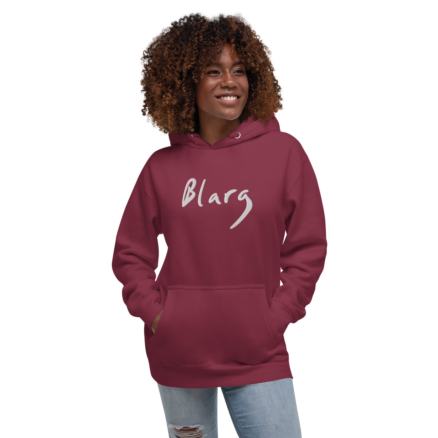 Blarg Minimal White Unisex Hoodie